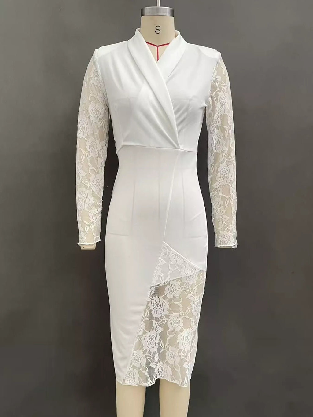 Lace-Sleeve Blazer Dress