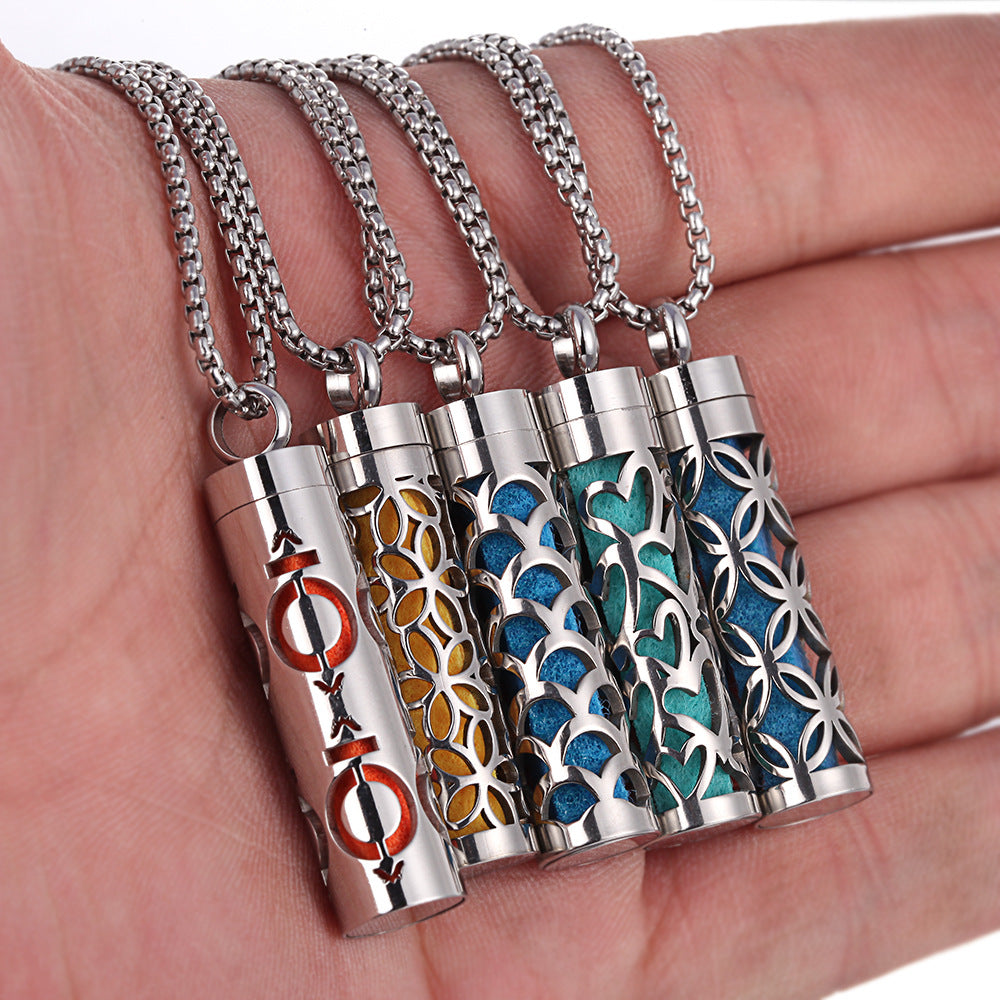 Aromatherapy Essential Oil Pendant Necklace — Titanium Steel Diffuser Locket | 16 Styles + Cotton Pads — Prime Trend Market
