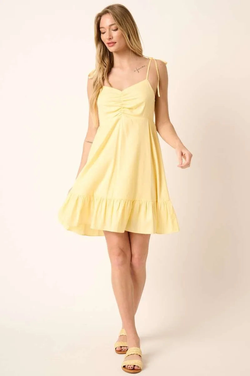 Mittoshop Ruched Tie-Strap Mini Dress