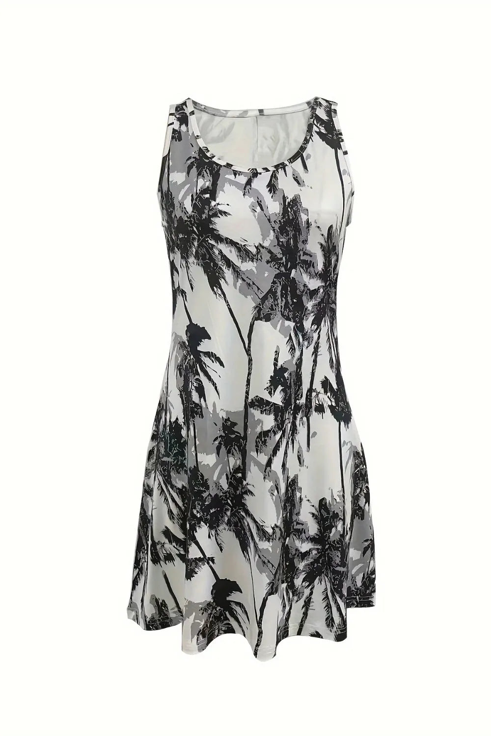 Printed Scoop-Neck Wide-Strap Mini Dress