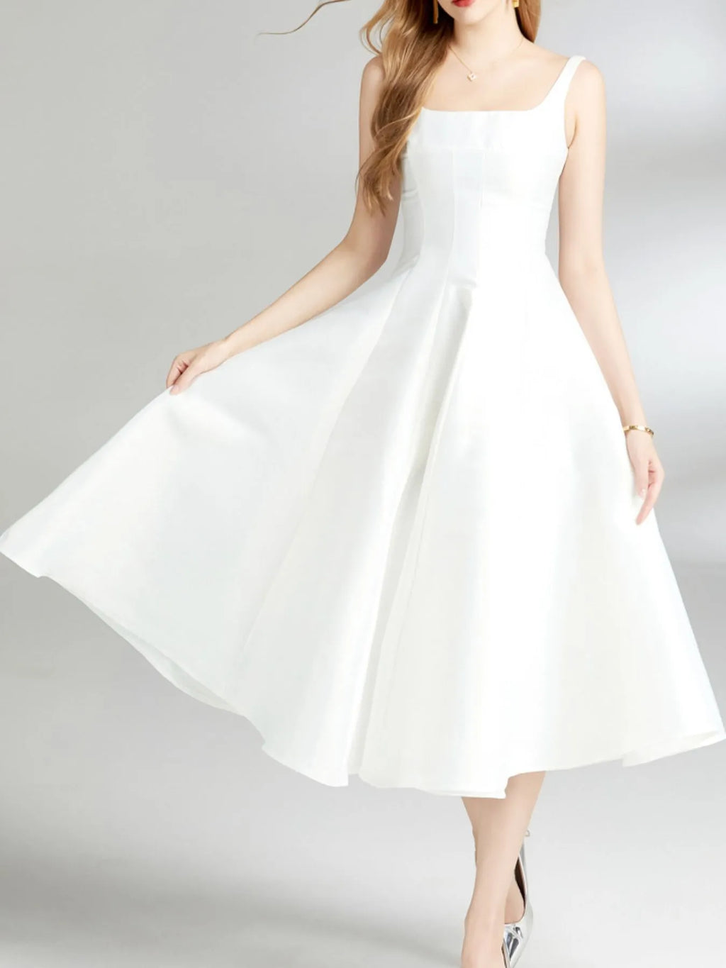 Sleeveless A-Line Midi Dress