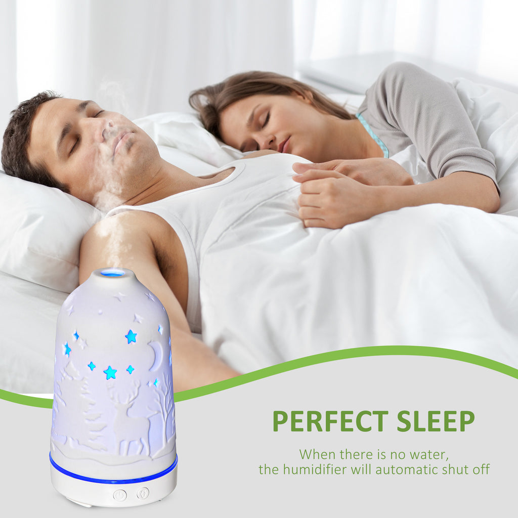 Ceramic Ultrasonic Aromatherapy Diffuser 100ml | 7-Color LED, Timer & Waterless Auto-Off | Premium Home & Office Diffuser — Prime Trend Market