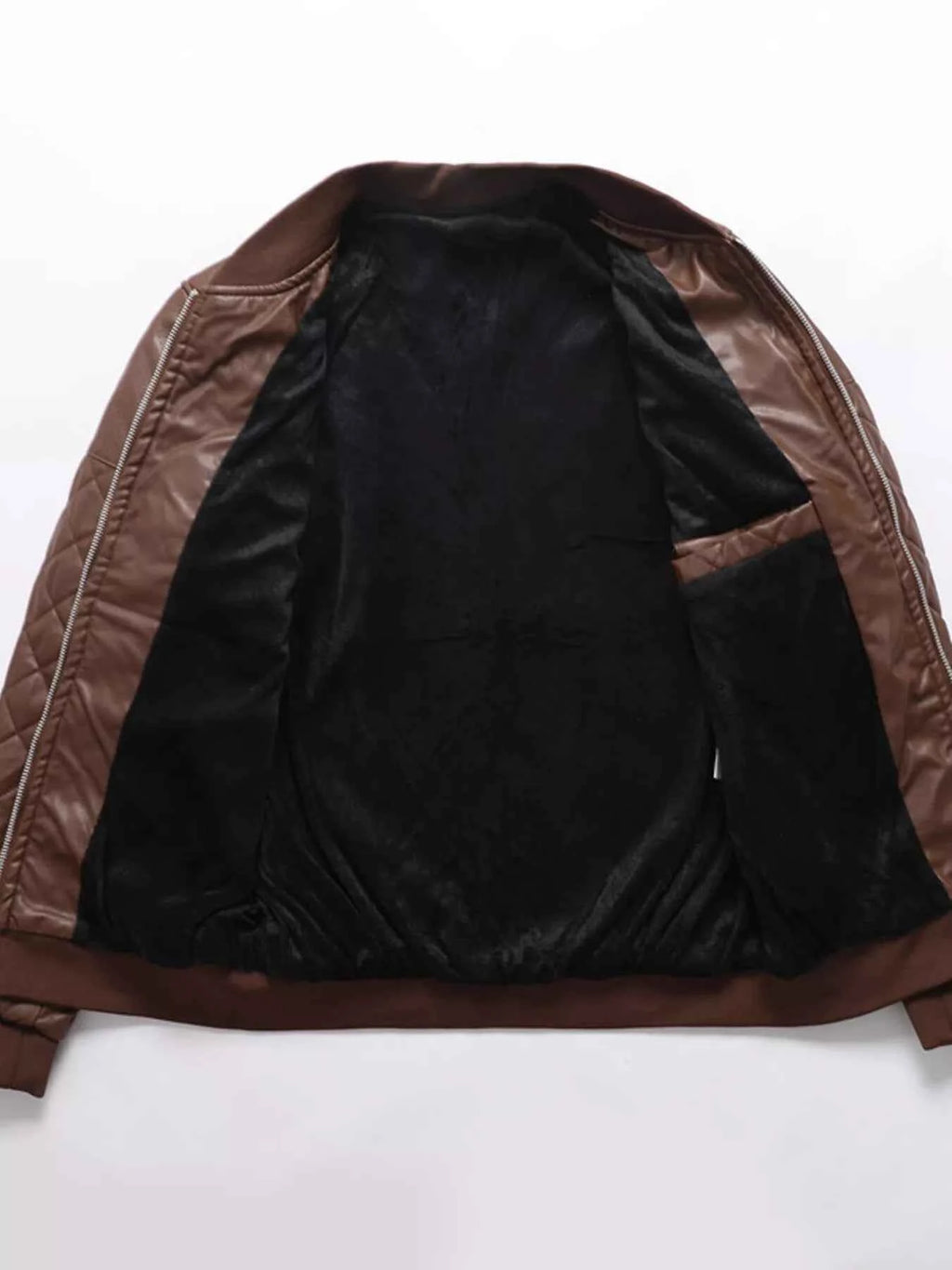 Men’s Quilted Faux-Leather Bomber Jacket