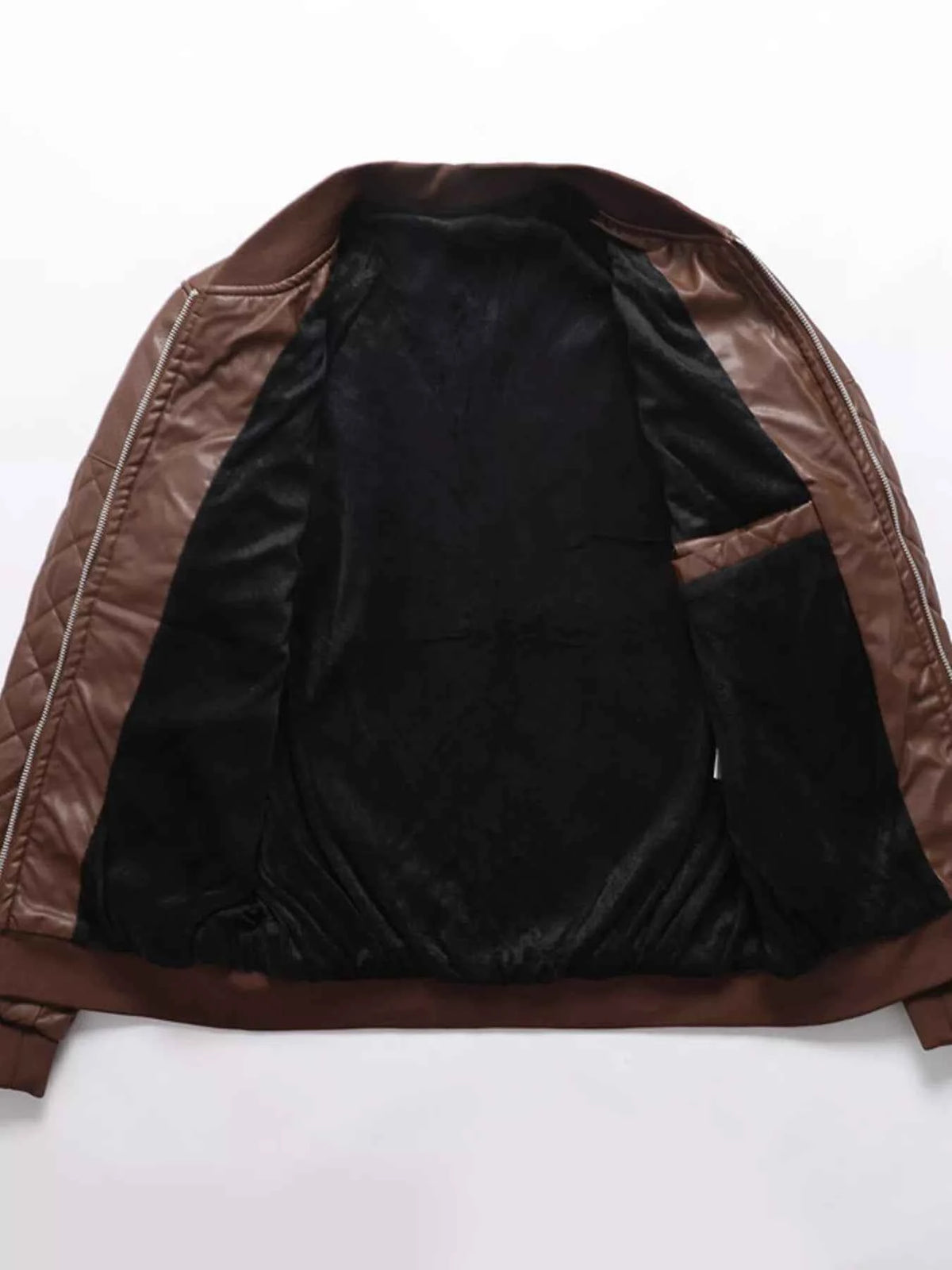 Men’s Quilted Faux-Leather Bomber Jacket