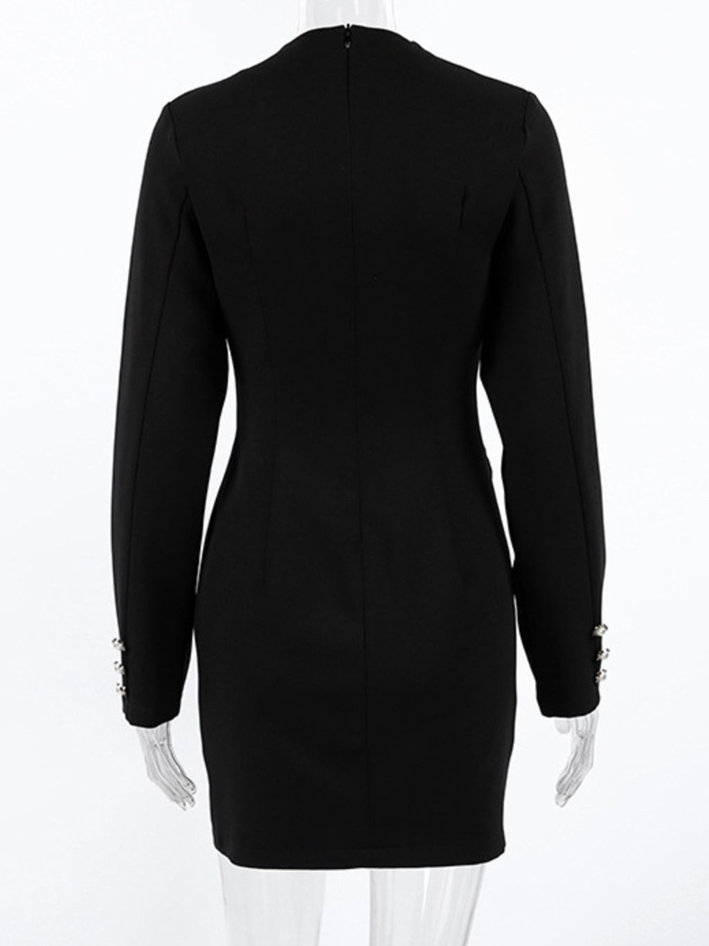 Ruched Surplice Button-Detail Mini Dress