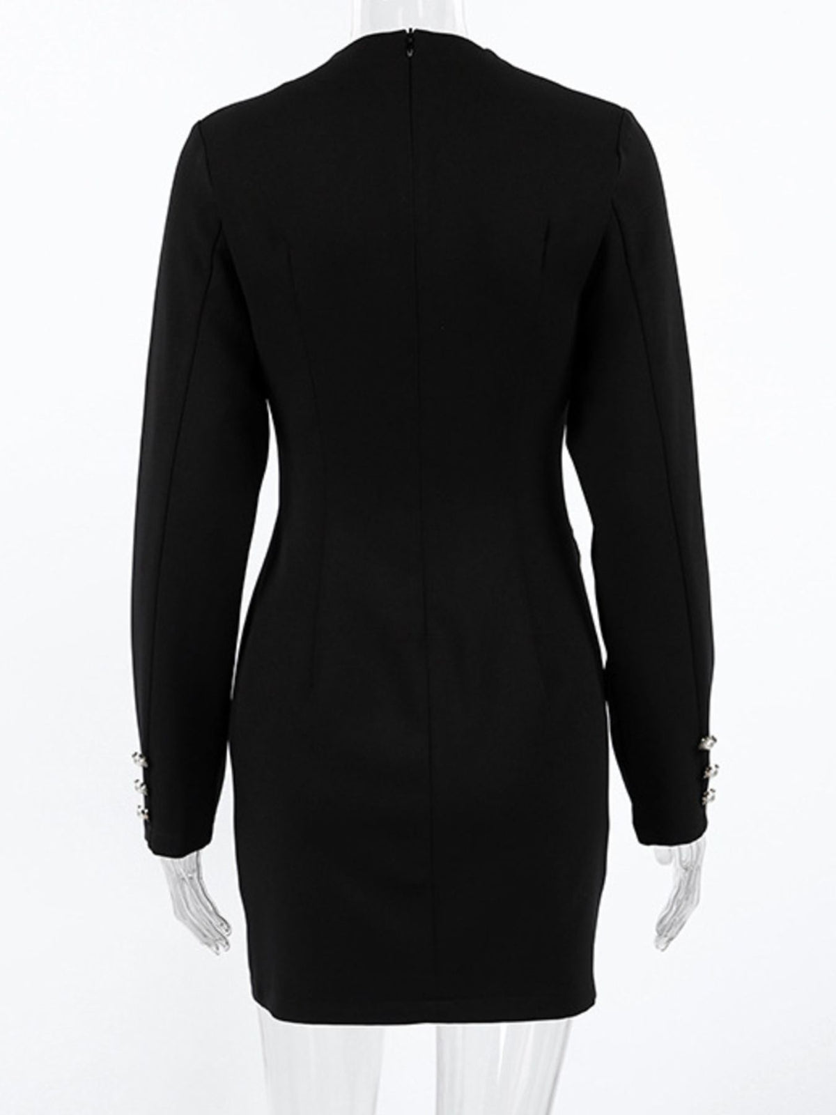 Ruched Surplice Button-Detail Mini Dress