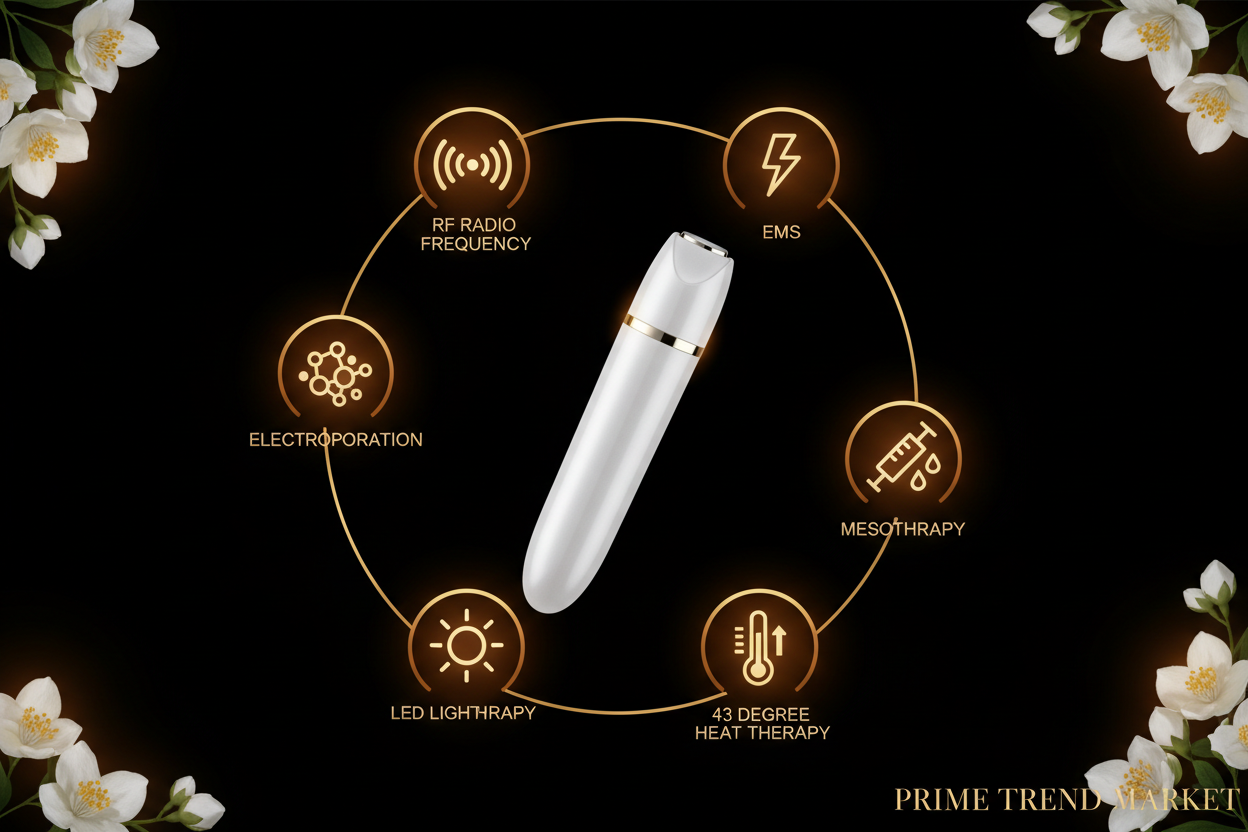 6-in-1 RF Mesotherapy Beauty Pen | EMS LED Eye & Face Lifting Wand — Prime Trend Market