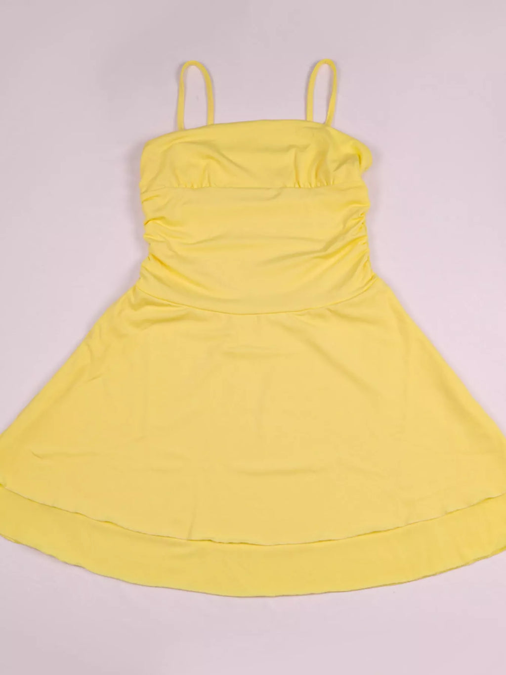 Ruched Spaghetti-Strap Layered Mini Dress