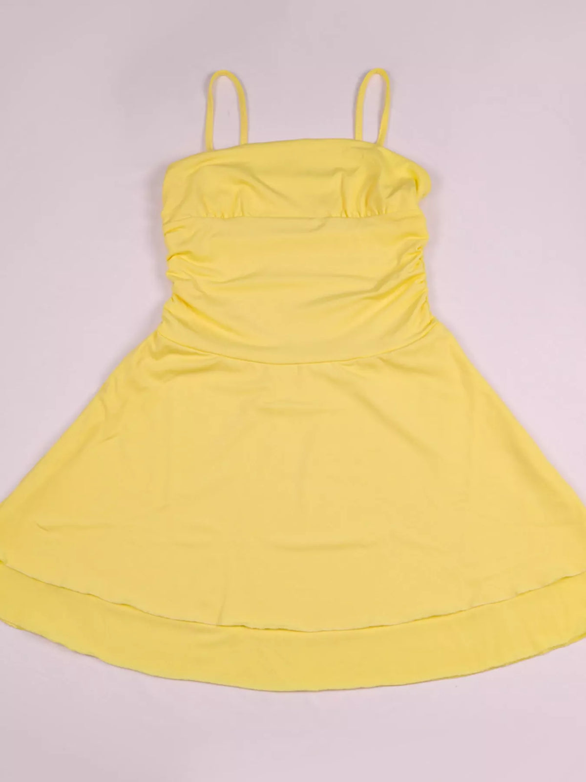 Ruched Spaghetti-Strap Layered Mini Dress