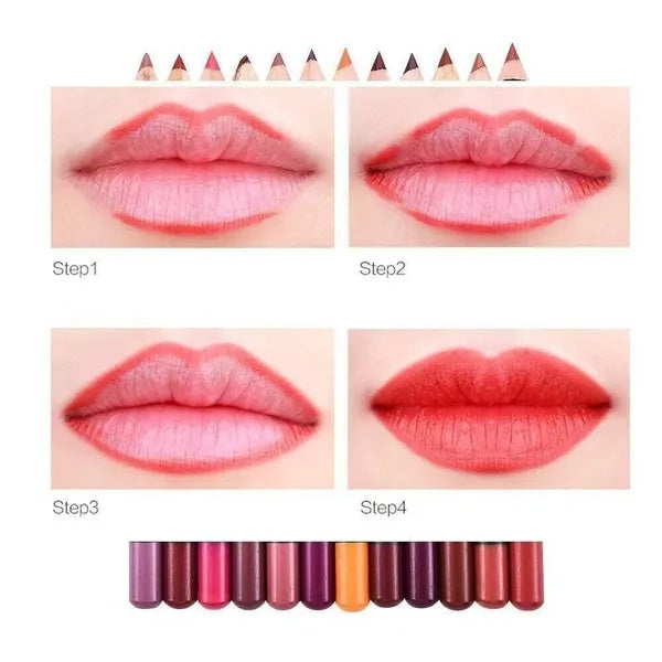 12-Piece Matte Waterproof Lip Liner Set – Long-Lasting Lip Pencils | 12 Shades for All Skin Tones — Prime Trend Market