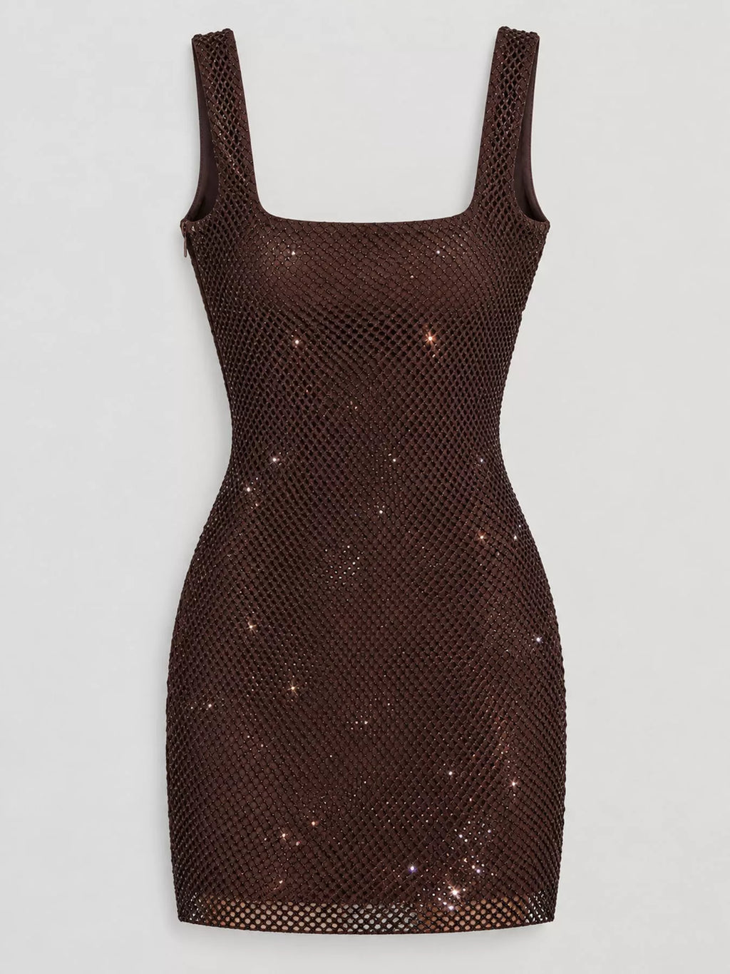 Backless Rhinestone Mesh Bodycon Mini Dress