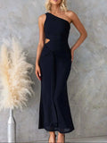 One-Shoulder Waist-Cutout Maxi Dress