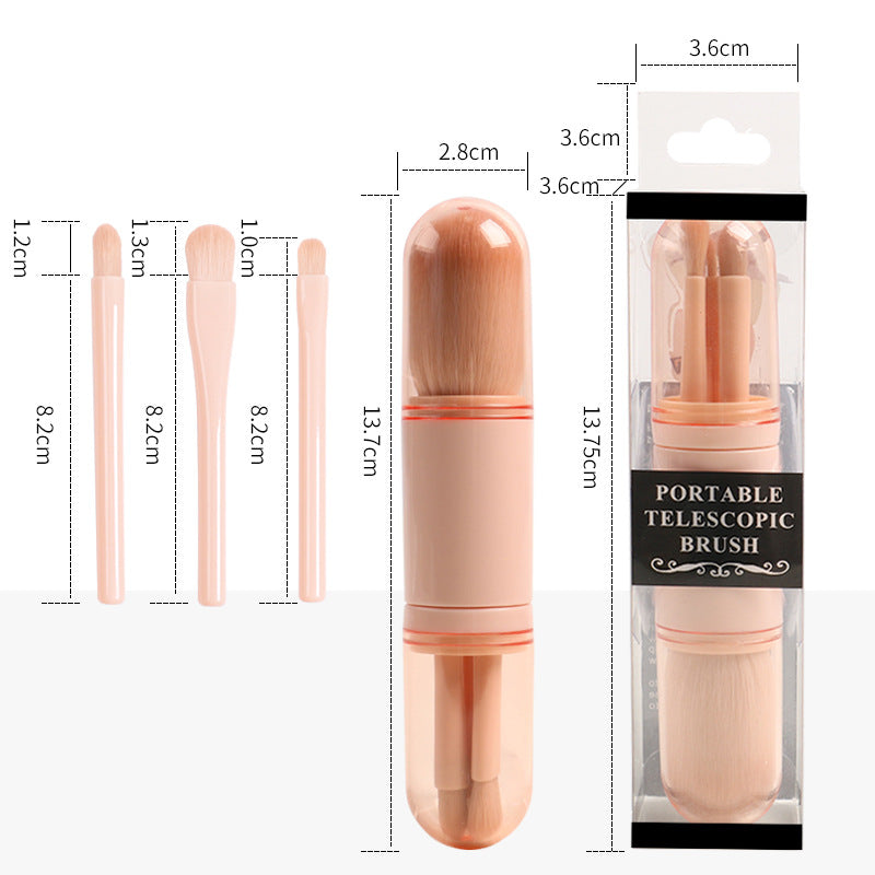 4-in-1 Portable Makeup Brush Set — Travel-Ready Pink Beauty Brushes — Prime Trend Market