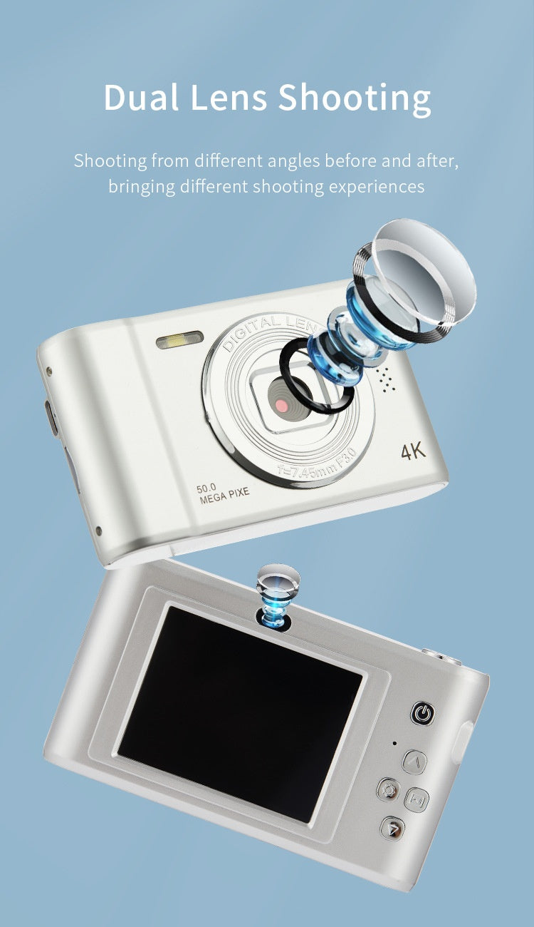 RetroShot 48MP 4K HD Digital Selfie Camera — Front & Rear Dual Lens, Retro Compact Design — Prime Trend Market
