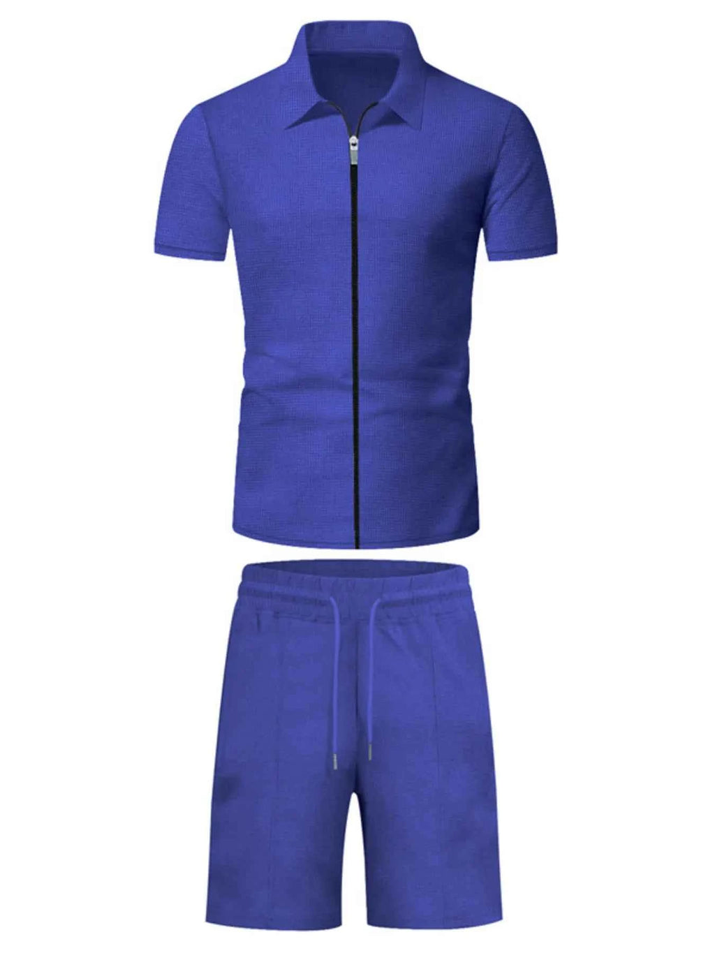 Men’s Zip-Front Short-Sleeve Top & Shorts Set