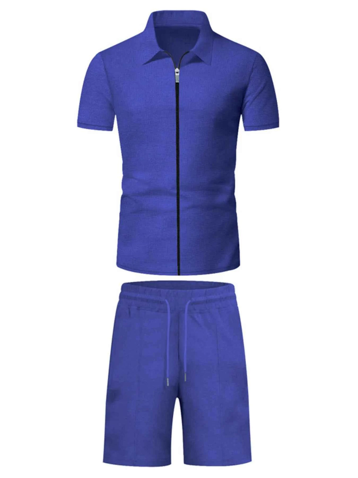 Men’s Zip-Front Short-Sleeve Top & Shorts Set