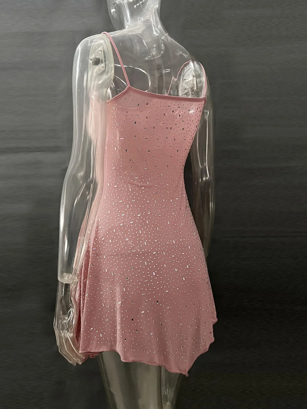 Rhinestone-Detail Mini Cami Dress