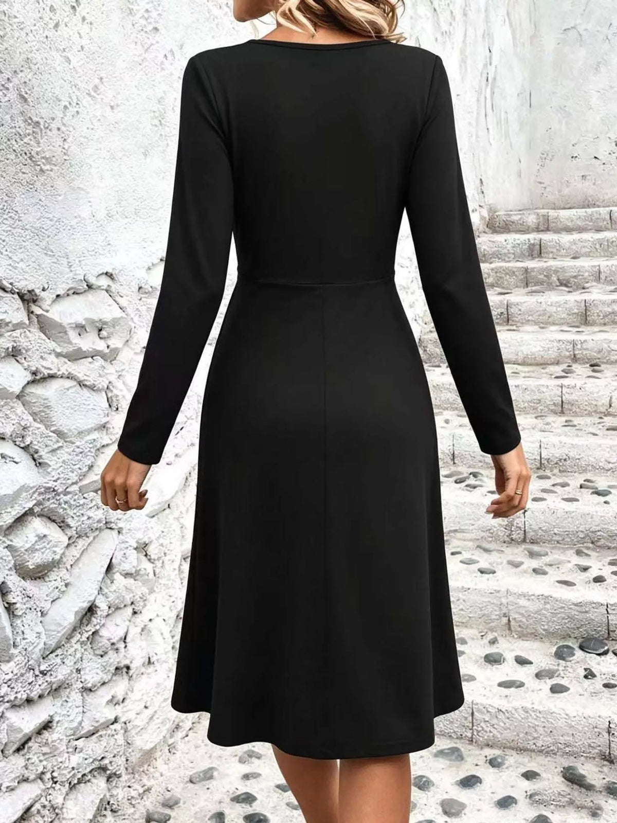 V-Neck Crisscross Ruched Dress, Long-Sleeve & Sleeveless, S–3XL