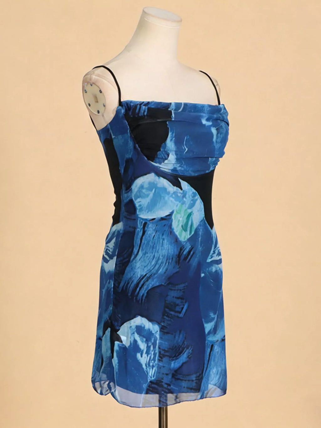 Printed Spaghetti-Strap Mini Dress