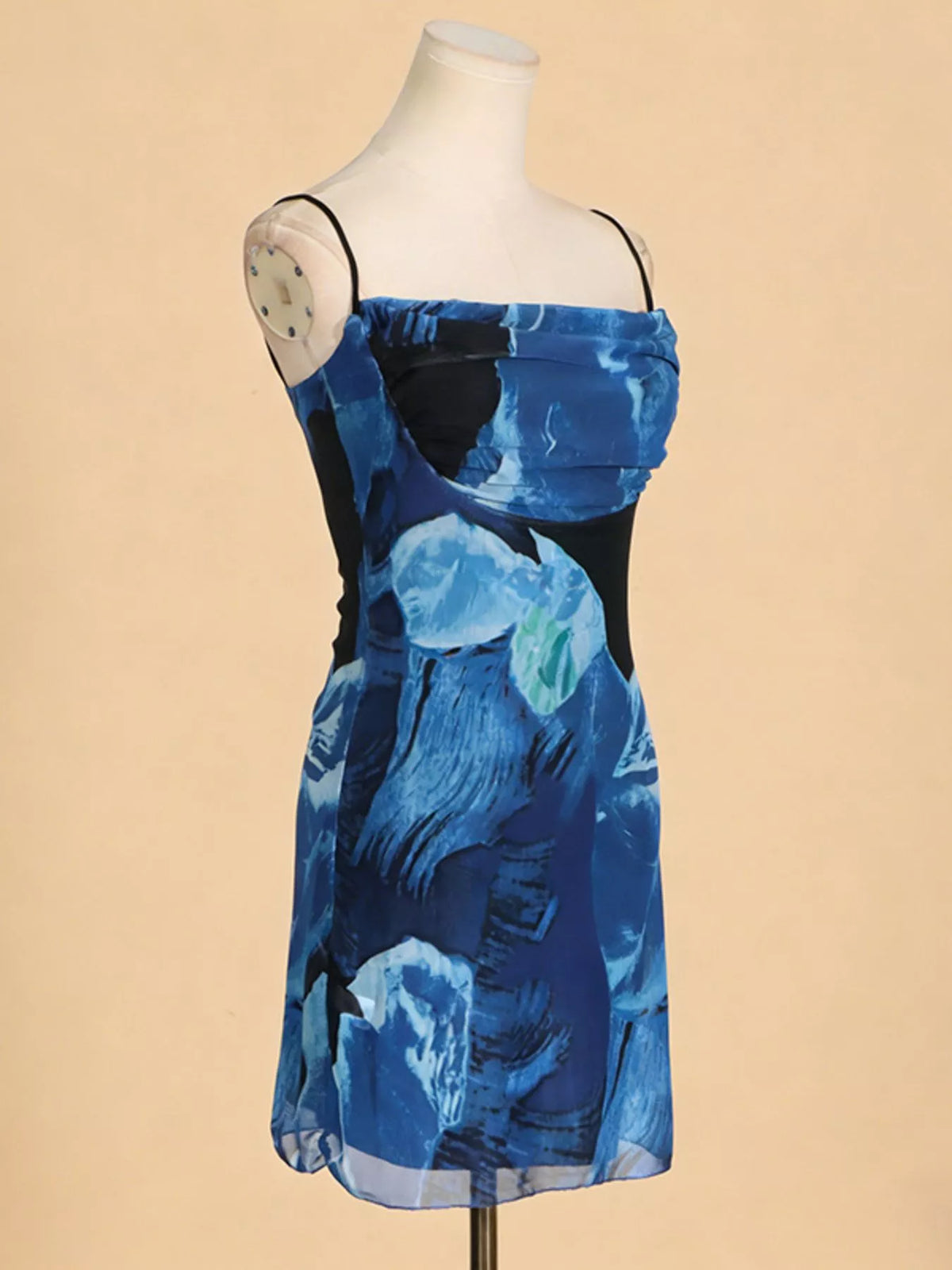 Printed Spaghetti-Strap Mini Dress