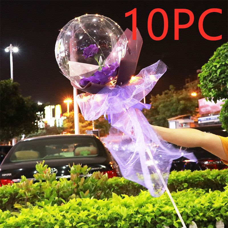 LED Luminous Balloon Rose Bouquet | Transparent Bobo Ball | Light-Up Flower Gift — Prime Trend Market