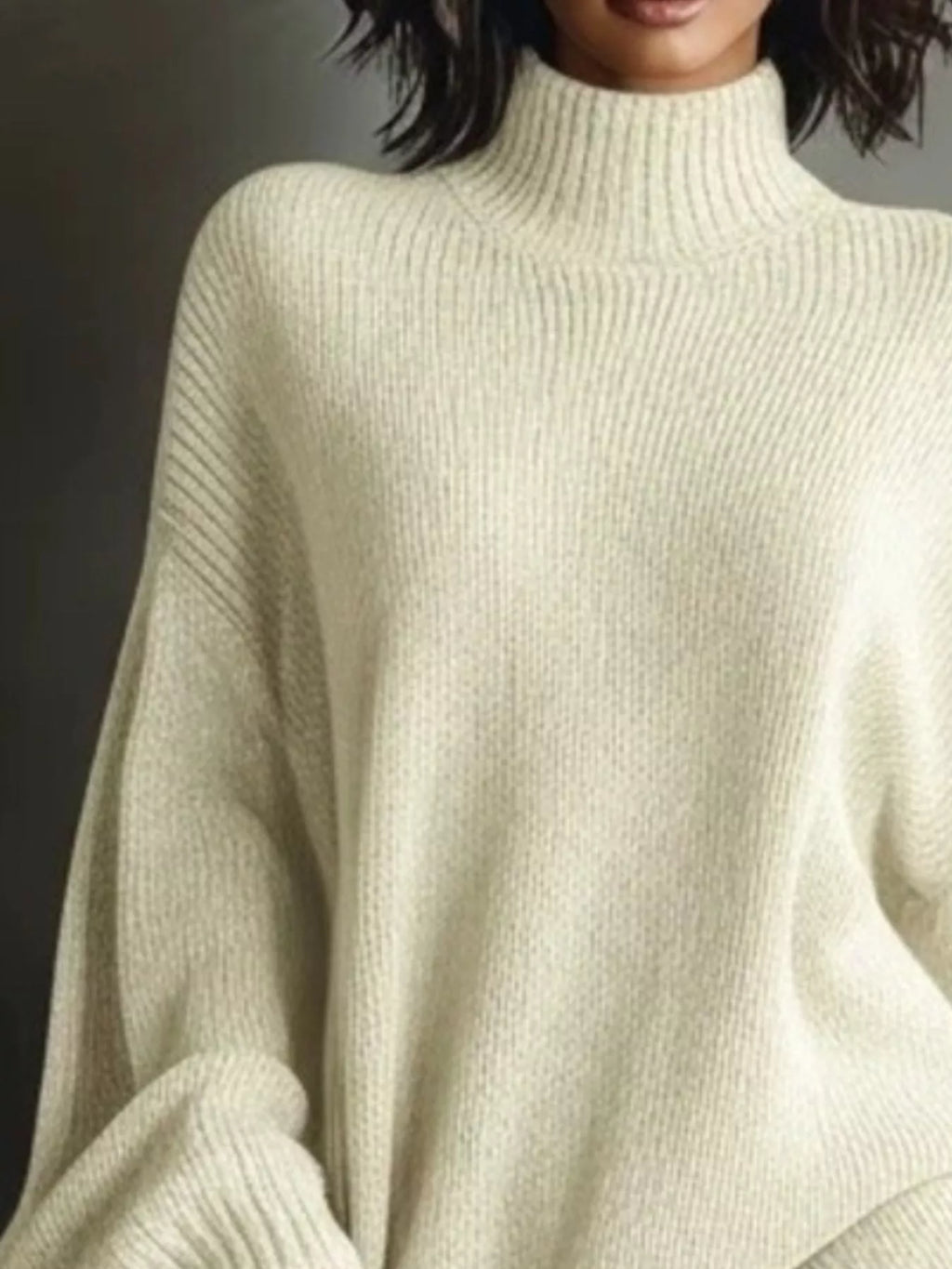 Oversized Mock-Neck Long-Sleeve Sweater Mini Dress