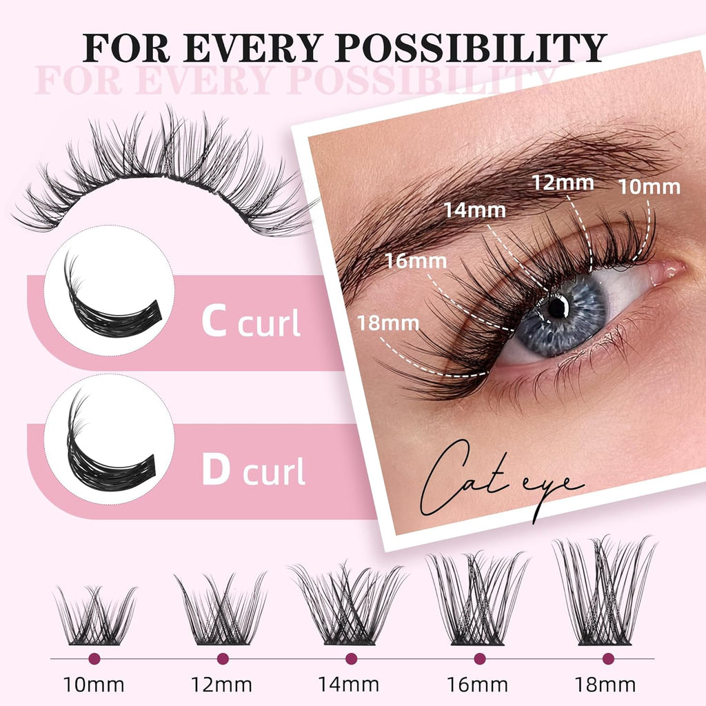DIY Lash Extension Kit — 280pcs Individual Lash Clusters | D Curl, Thick Volume, Natural Look — Prime Trend Market