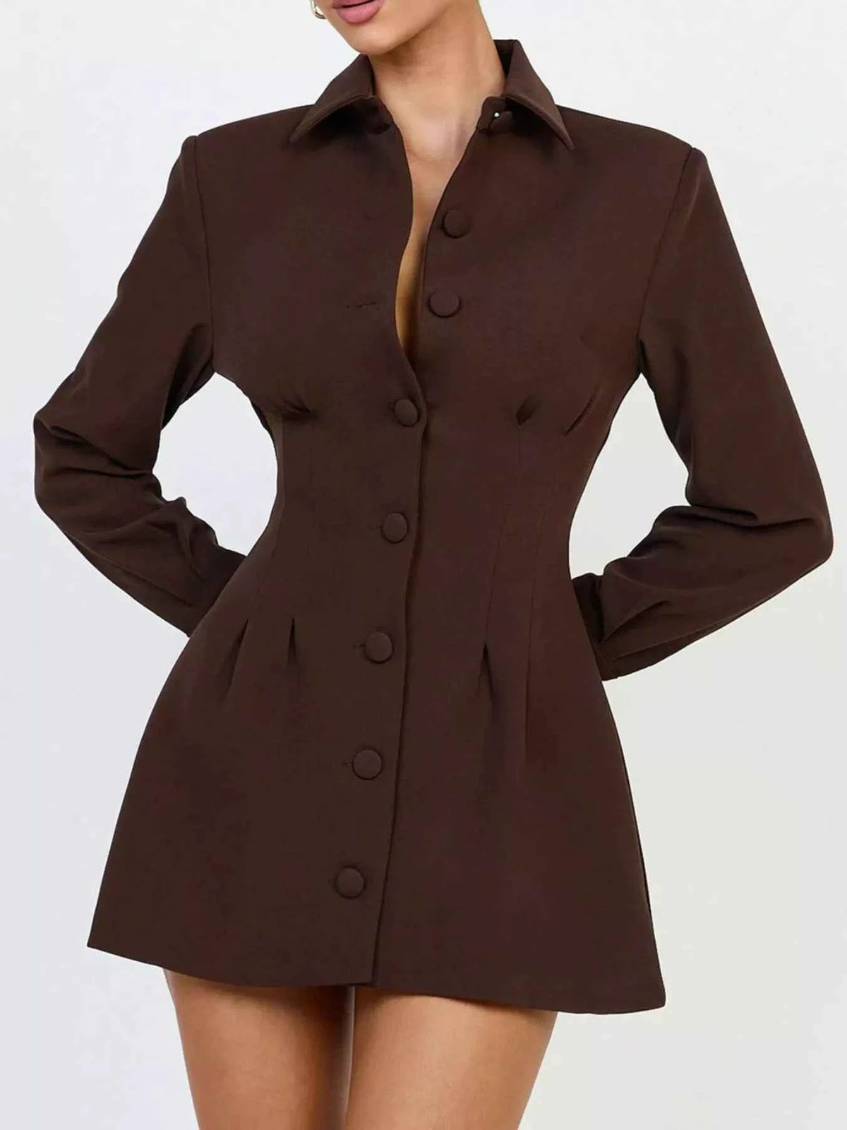Corset-Style Button-Front Blazer Dress