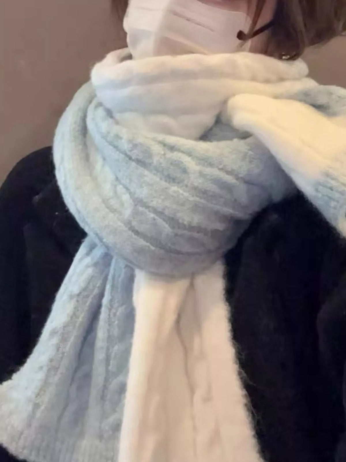 Two-Tone Cable-Knit Scarf