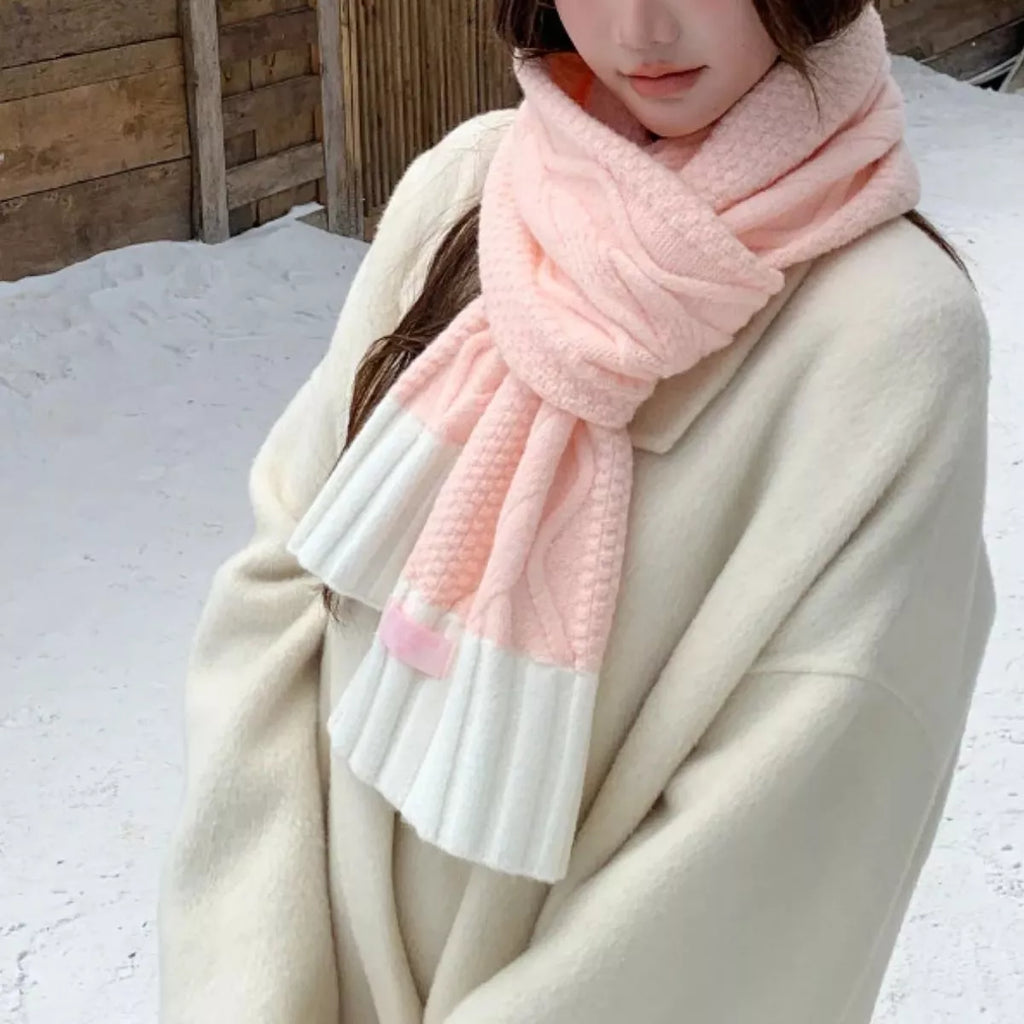 Two-Tone Cable-Knit Scarf