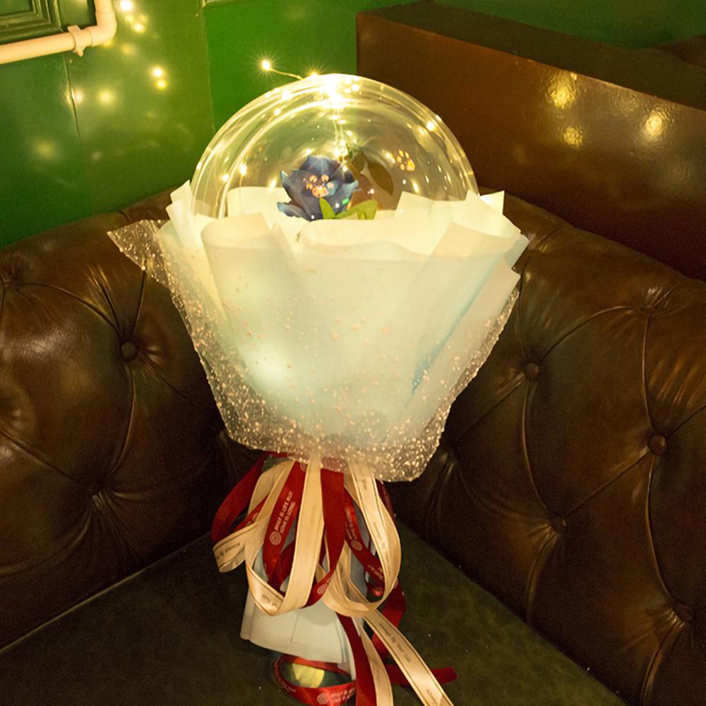 LED Luminous Balloon Rose Bouquet | Transparent Bobo Ball | Light-Up Flower Gift — Prime Trend Market