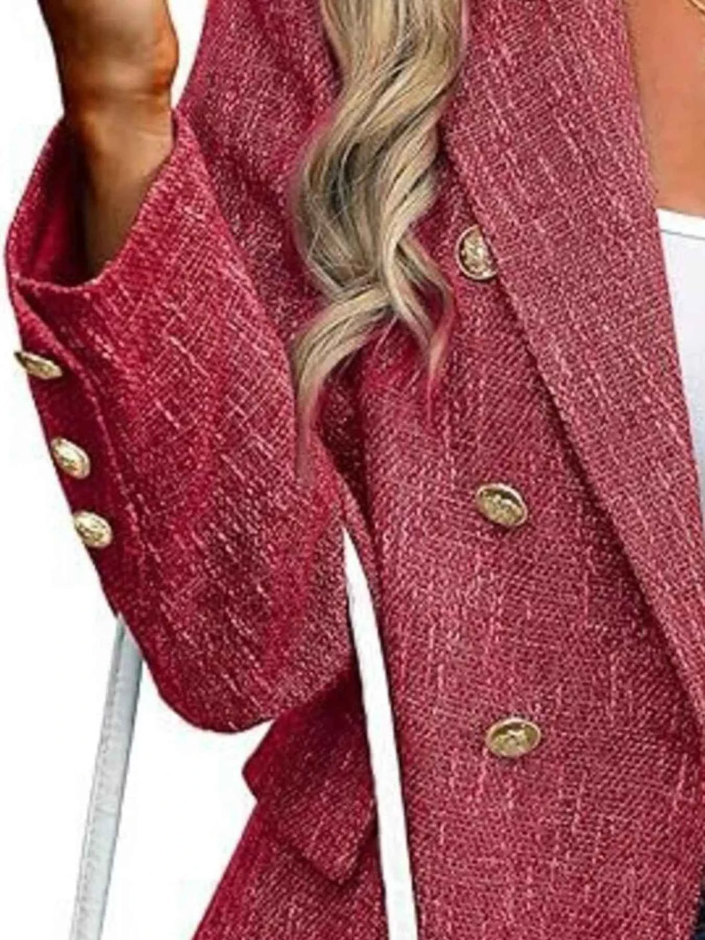 Double-Breasted Lapel-Collar Blazer