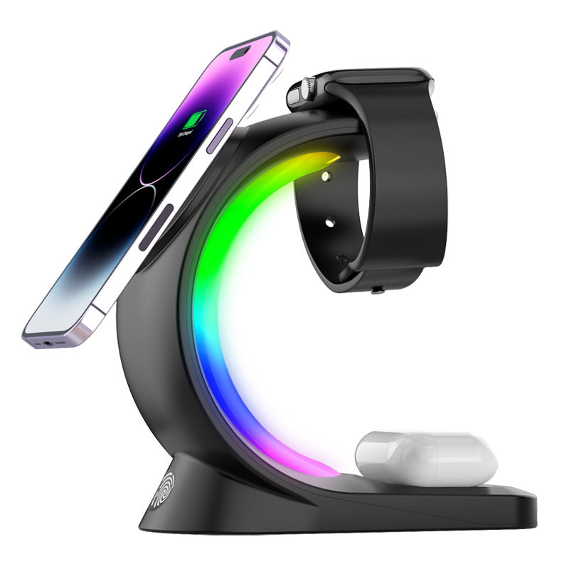 4-in-1 RGB Magnetic Wireless Charging Station | Fast Charge Phone, Watch & Earbuds with Atmosphere Light — Prime Trend Market