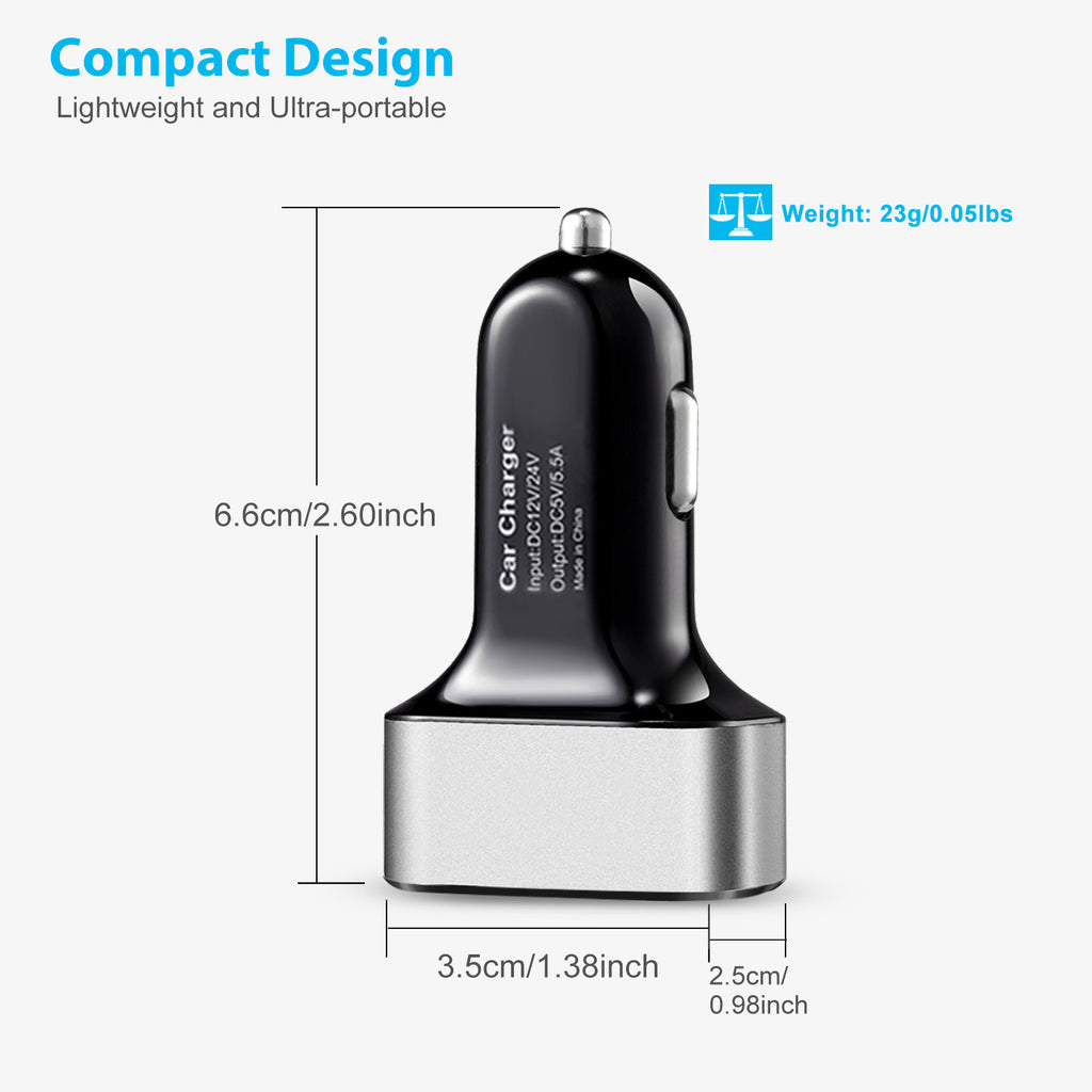 3-Port USB Car Charger 30W — Fast Charge iPhone 16, 15, 14 & More — Eliza & Tuan
