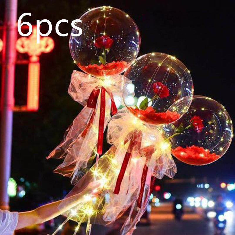 LED Luminous Balloon Rose Bouquet | Transparent Bobo Ball | Light-Up Flower Gift — Prime Trend Market