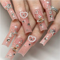 Ombre Galaxy Press-On Nails – 24 PCS Long Square | Planet & Star Diamond Charms Celestial Nail Art — Prime Trend Market