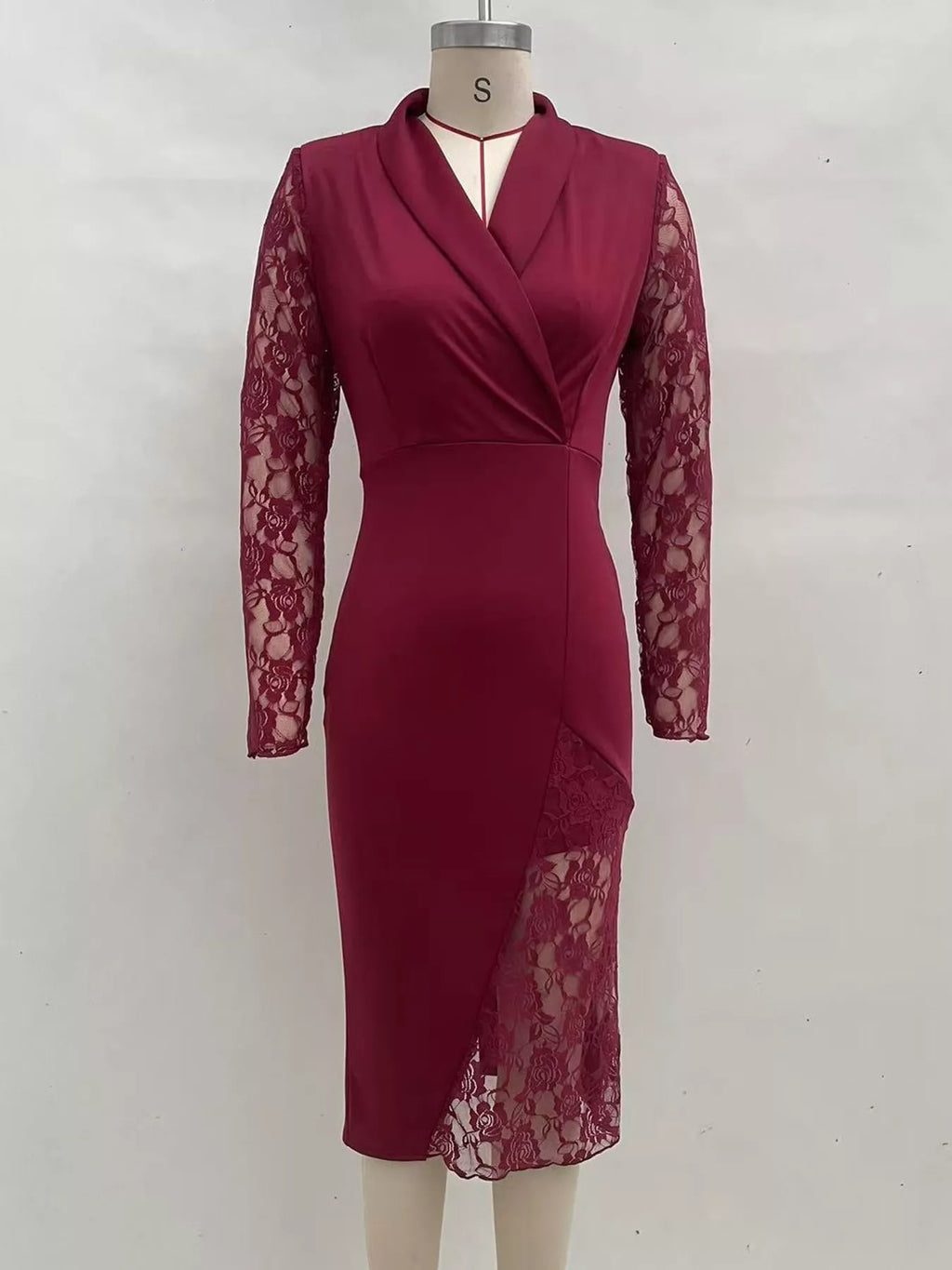 Lace-Sleeve Blazer Dress