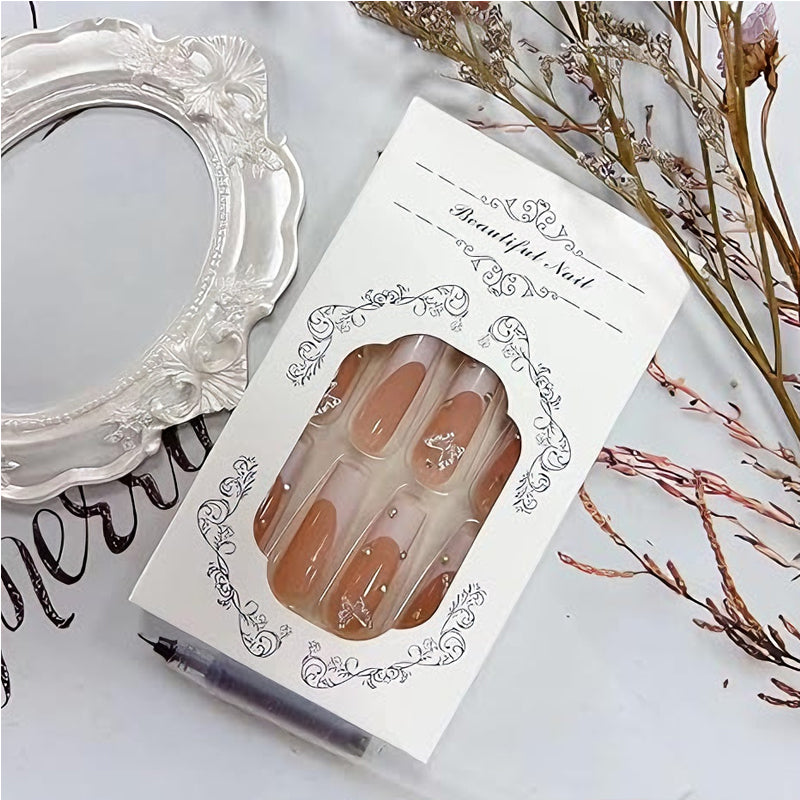 Diamond Butterfly Press-On Nails – 24 PCS Long Square Head Shape | Rhinestone Crystal Glam — Prime Trend Market