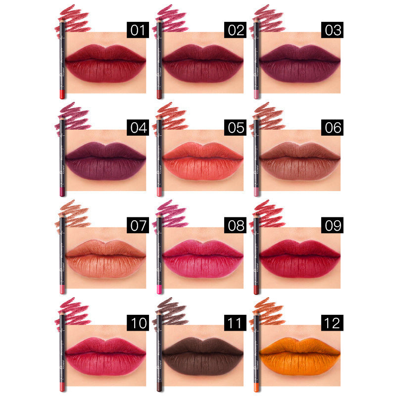12-Color Lip Liner Pencil Set – High Pigment, Vegan, Longwear Ultra Fine Lip Liners | All Skin Tones — Prime Trend Market