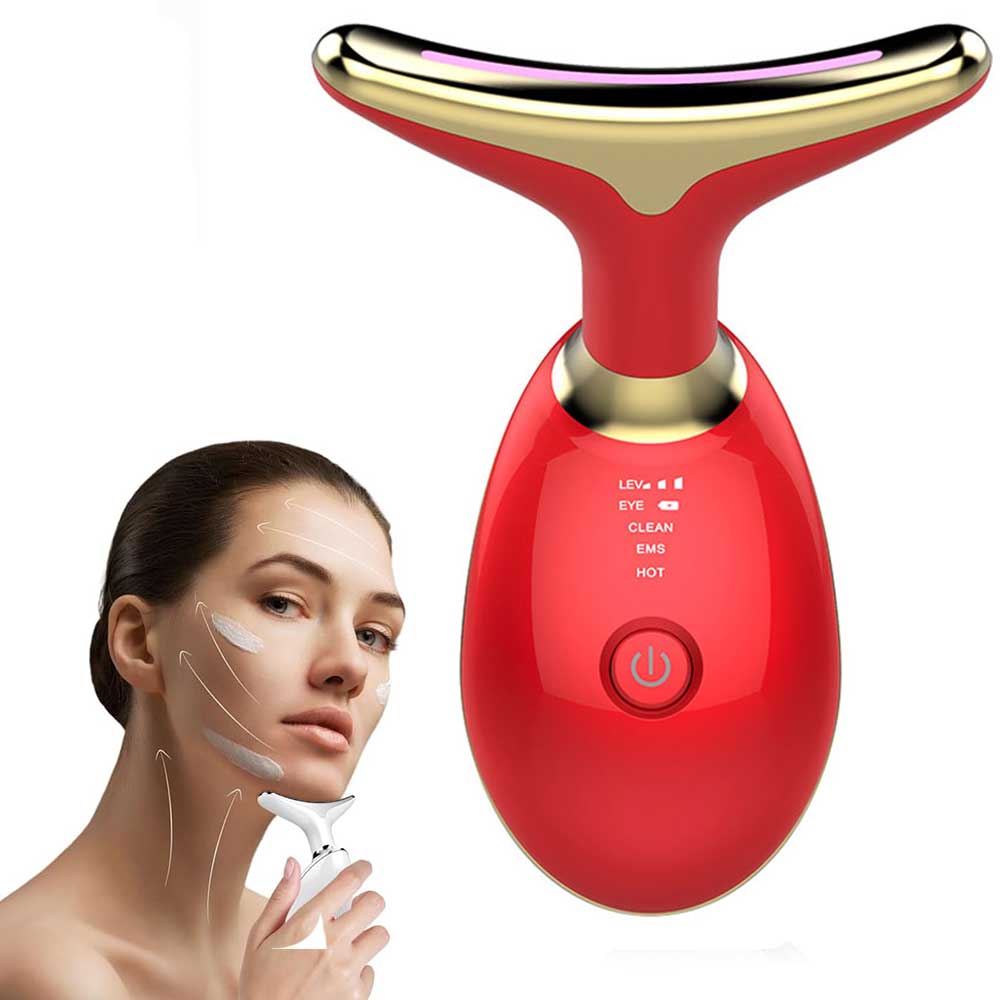 Luxury 3-Mode LED Face & Neck Sculpting Massager — EMS, Heat & Color Light for Double Chin & Jawline — Eliza & Tuan