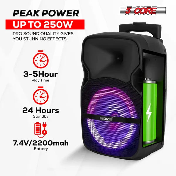 250W Monster Party Speaker | Bluetooth, Disco Lights, 2 Wireless Karaoke Mics, Rechargeable Portable PA DJ System — Prime Trend Market