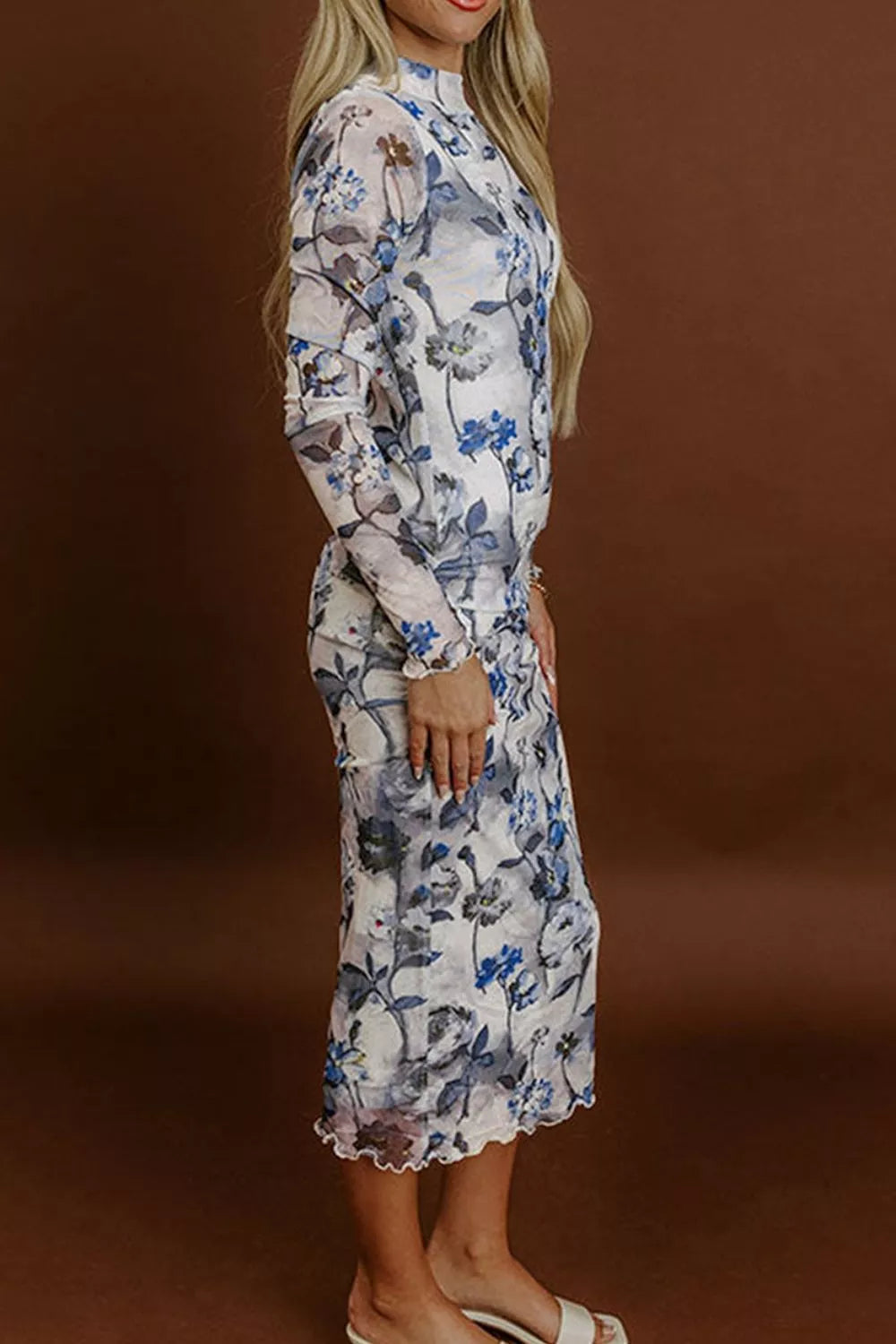 Floral Long-Sleeve Sheath Dress