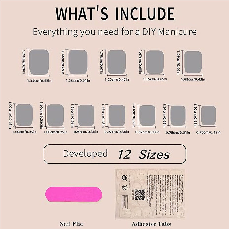 French Flower Press-On Nails – 24 PCS Short Square | Acrylic Full Cover, Reusable — Prime Trend Market