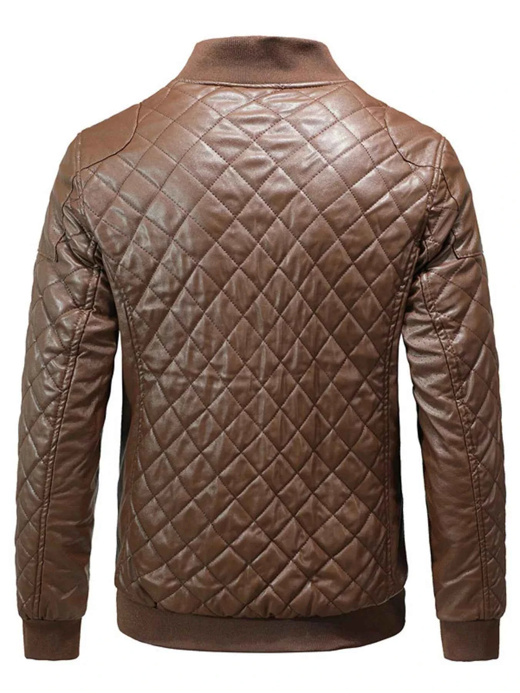 Men’s Quilted Faux-Leather Bomber Jacket