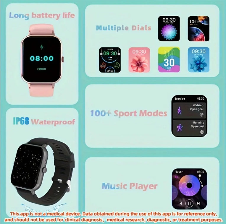ZL54CJ Square Smartwatch – BT Calls, Heart Rate, Sport Mode, Fitness Tracker, Waterproof, iOS & Android (Women & Men) — Prime Trend Market