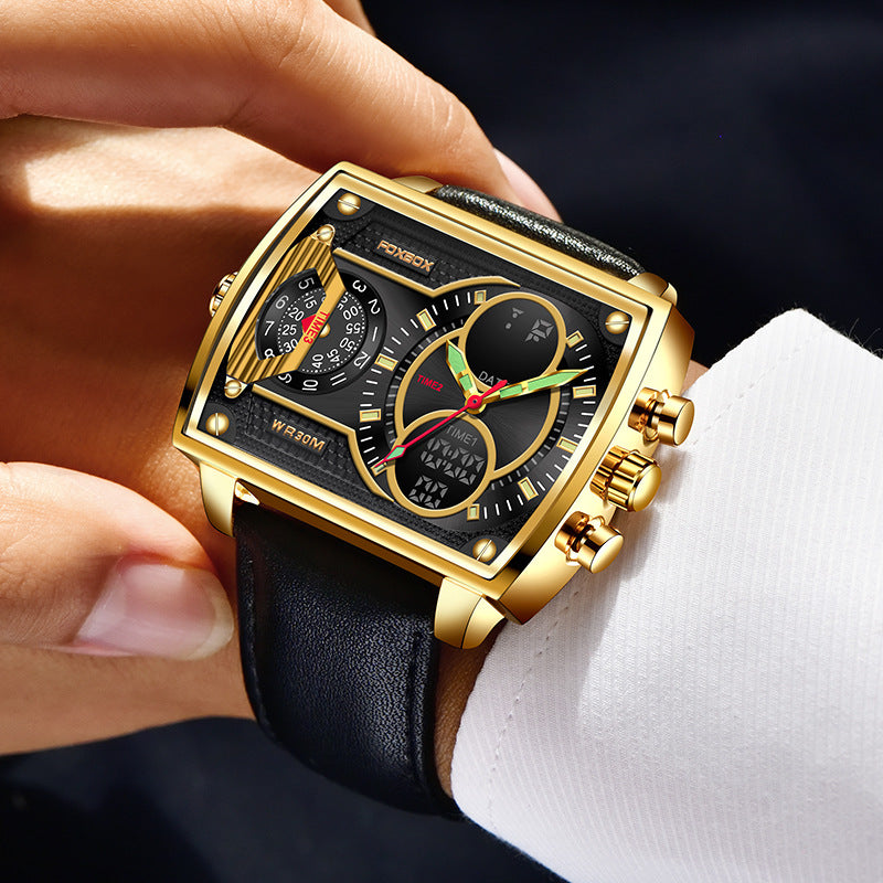 Dual Display Square Sports Watch — Luminous, Waterproof 30M, Chronograph — Prime Trend Market