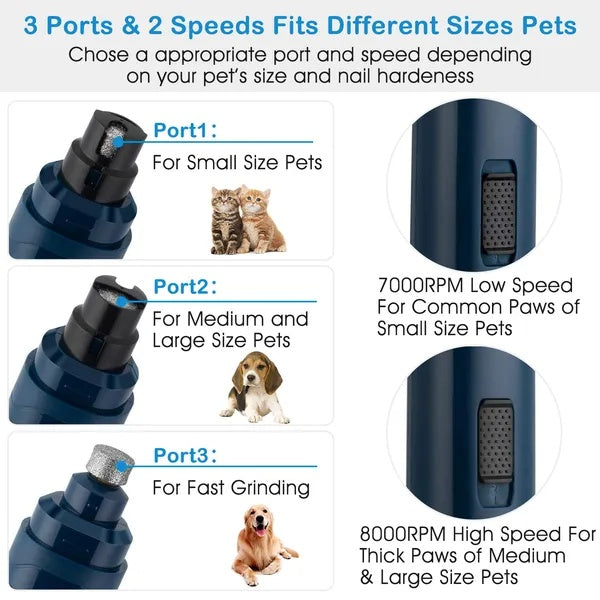 Professional Pet Nail Grinder — 2-Speed Quiet USB Rechargeable Trimmer — Prime Trend Market