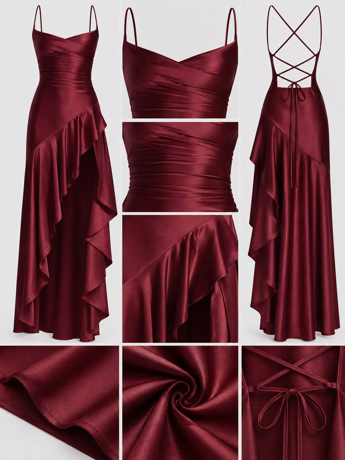 High-Low Ruffle-Hem Evening Dress