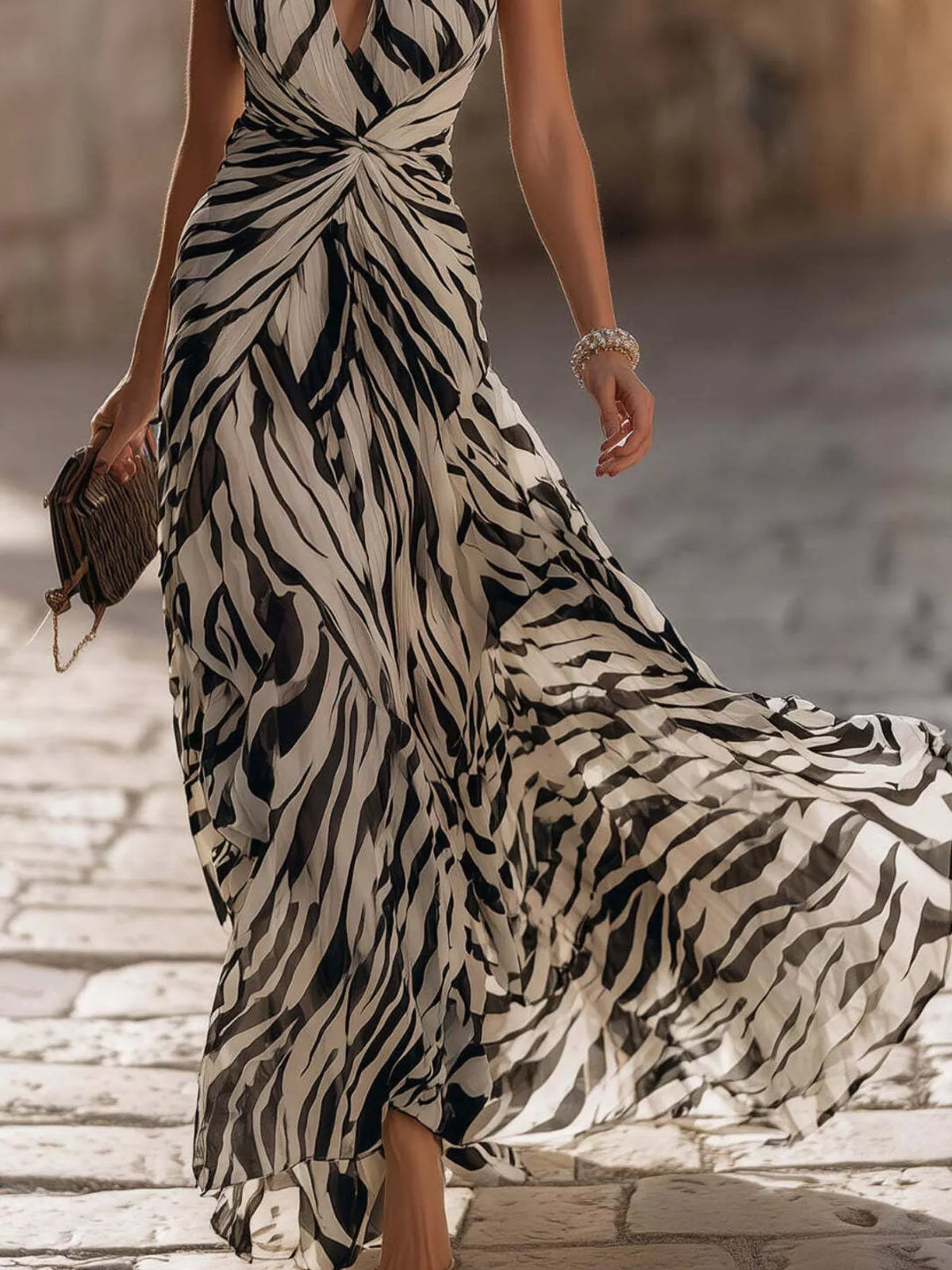 Halter-Neck Ruched Maxi Dress