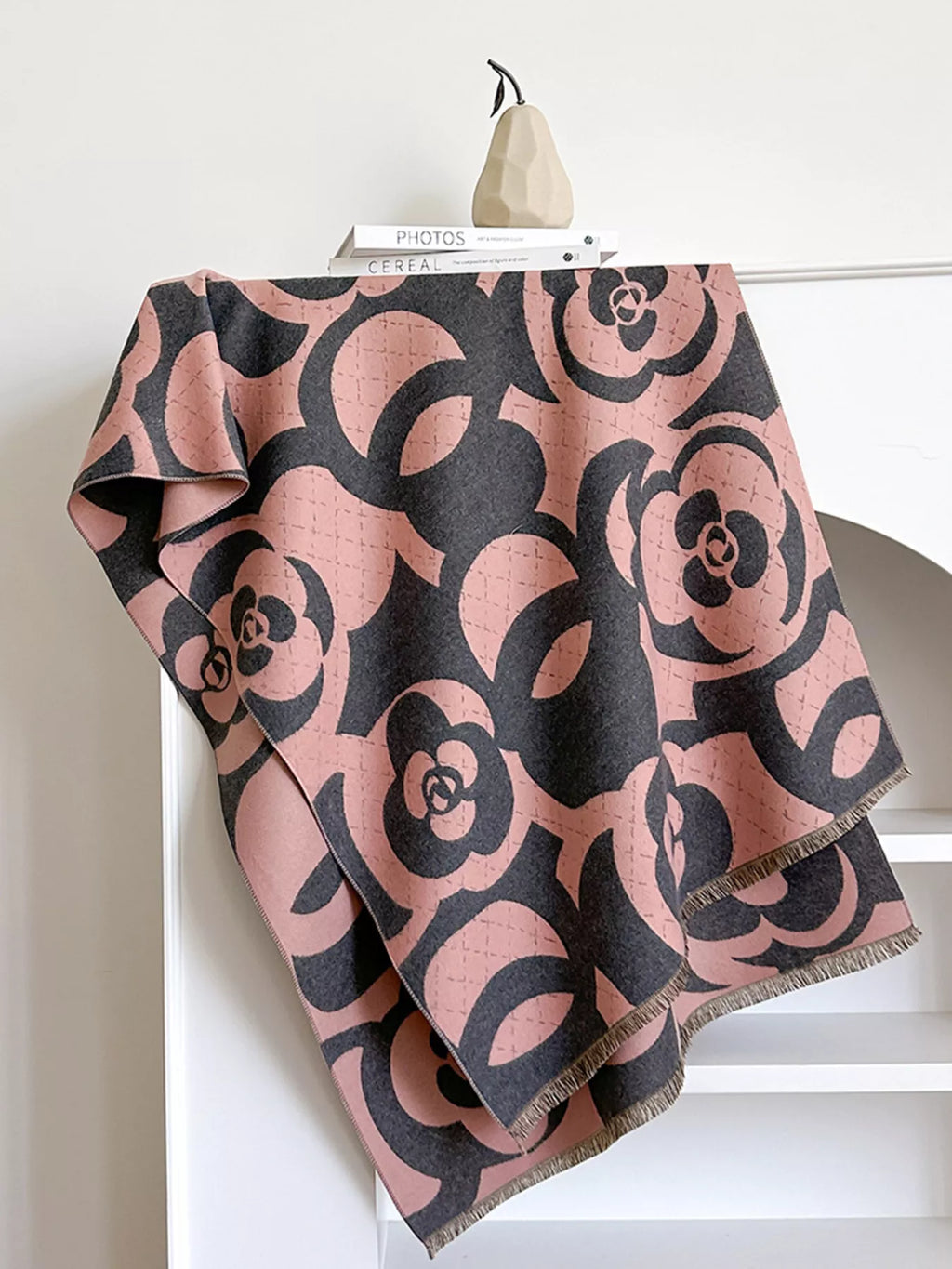 Floral-Pattern Polyester Scarf